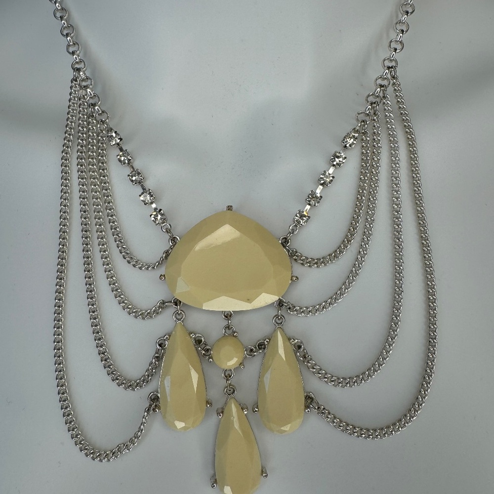 Costume Jewelry, OS, Silver with Cream Colored Stones